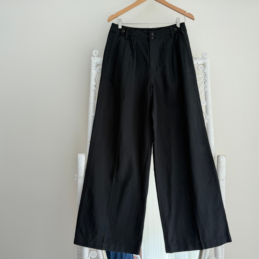 Madewell Pants Womens 6 Black The Harlow Wide Leg Pleated Trouser Minimalist